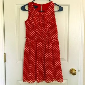 Red and white polka dot girls dress